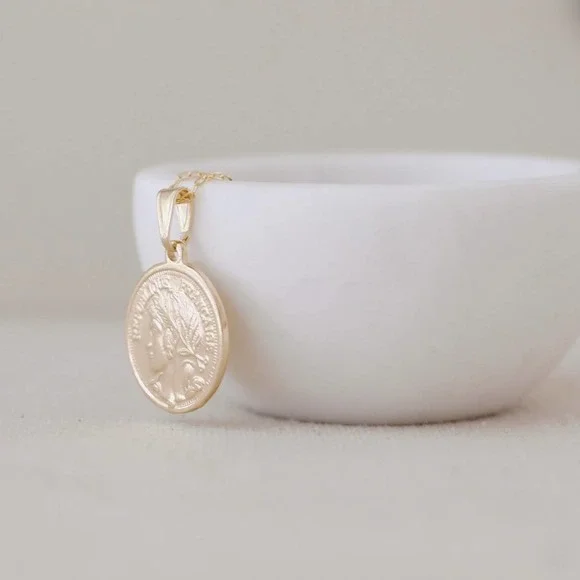 French Coin Necklace | 18k Gold Filled - Picture 7 of 10